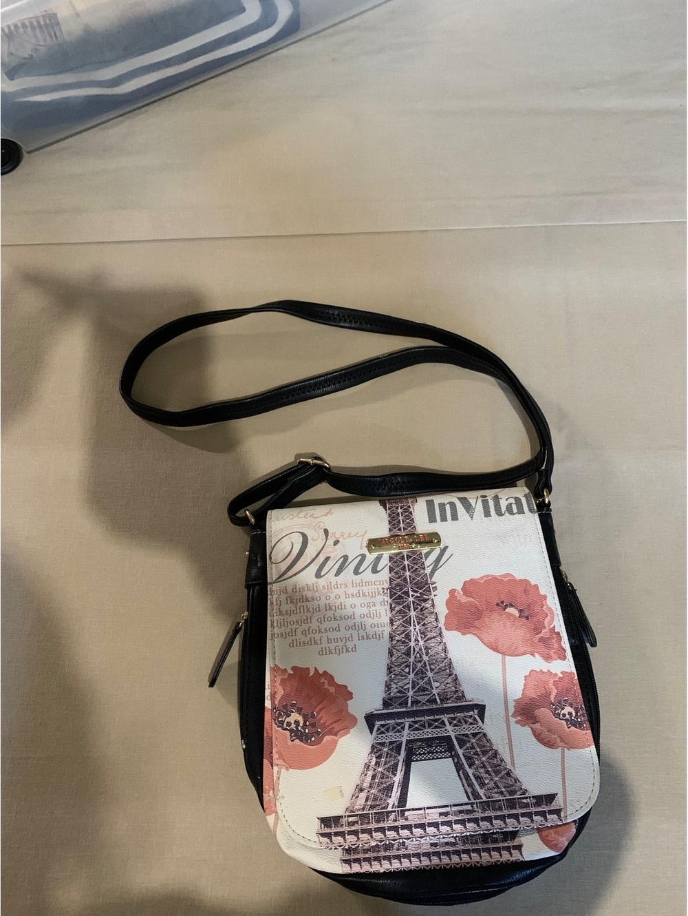 Eiffel Tower print crossbody bag